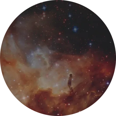 A glittering, brightly colored logo